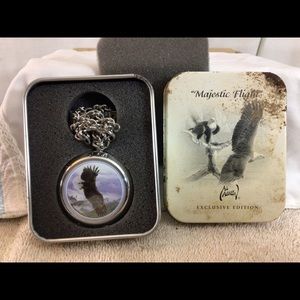 Vtg Agnew MAJESTIC FLIGHT Pocket Watch Eagle